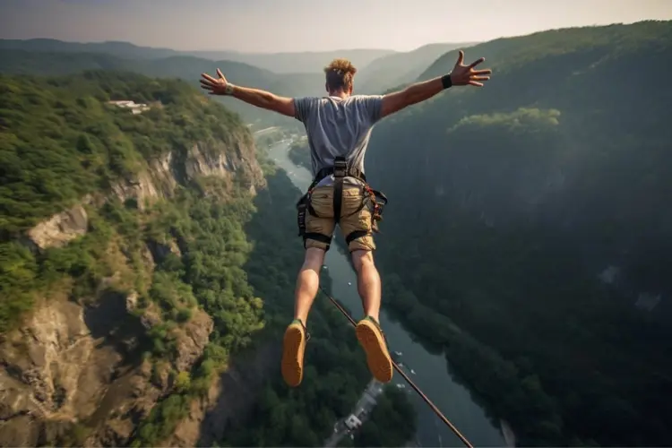 man doing bungee jump